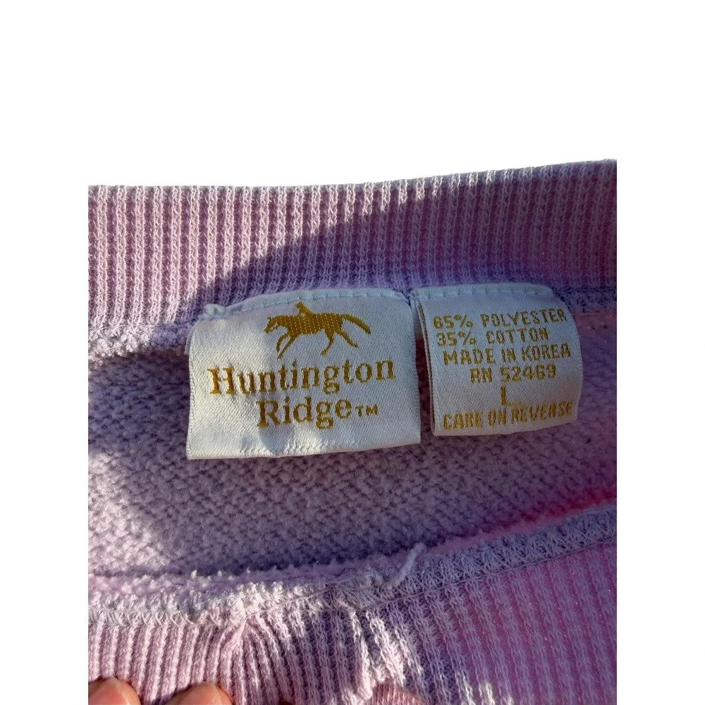 Vintage 90s Colorblock Sweatshirt | Pastel Purple & Yellow | Size L | Retro Y2K - Picture 3 of 7